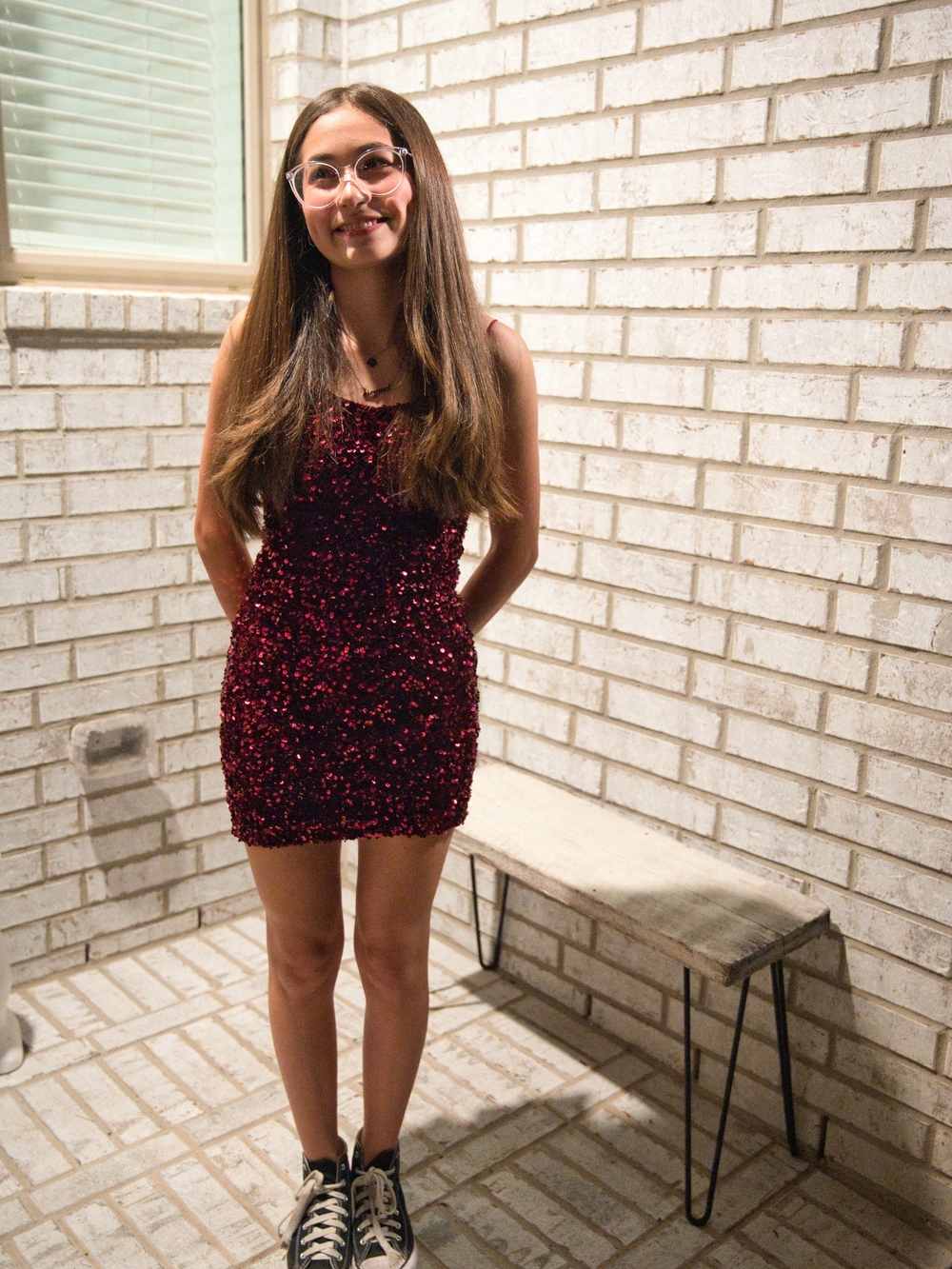 Sequined Burgundy Party Dress for Teen Size 00
